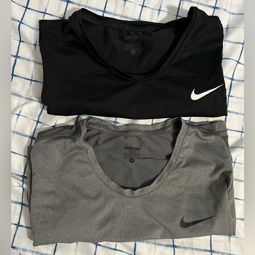 Nike Pro Black and Gray Tees